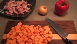 Blackened Chicken Thighs and Bacon Sweet Potato Hash